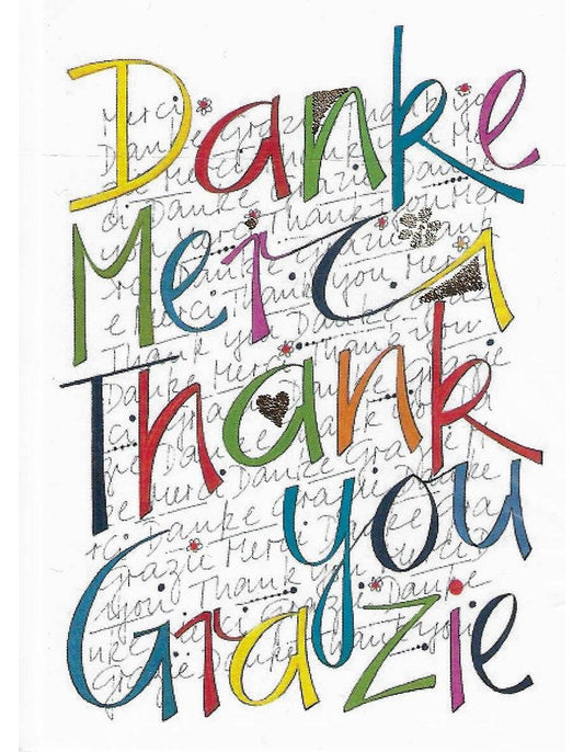 Dankeskarte "Danke, Merci, Thank you, Grazie" A7