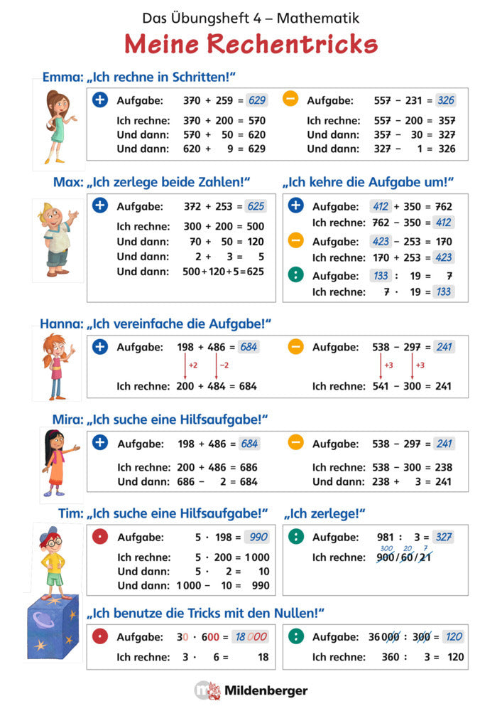 Das Übungsheft Mathematik 4 - Überarbeitete Neuauflage - Poster Meine Rechentricks (Nina Simon)