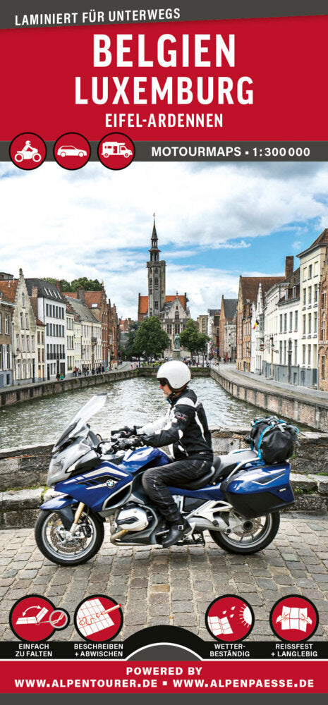 MoTourMaps Belgien - Luxemburg Auto- und Motorradkarte 1:300.000 (Motourmedia)