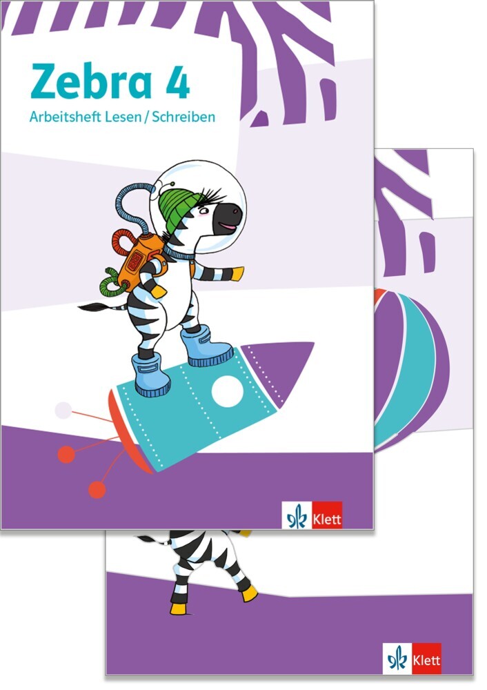Zebra 4, Arbeitsheft Lesen/Schreiben und Arbeitsheft Sprache mit digitalen Medien Klasse 4, 2 Bde.
