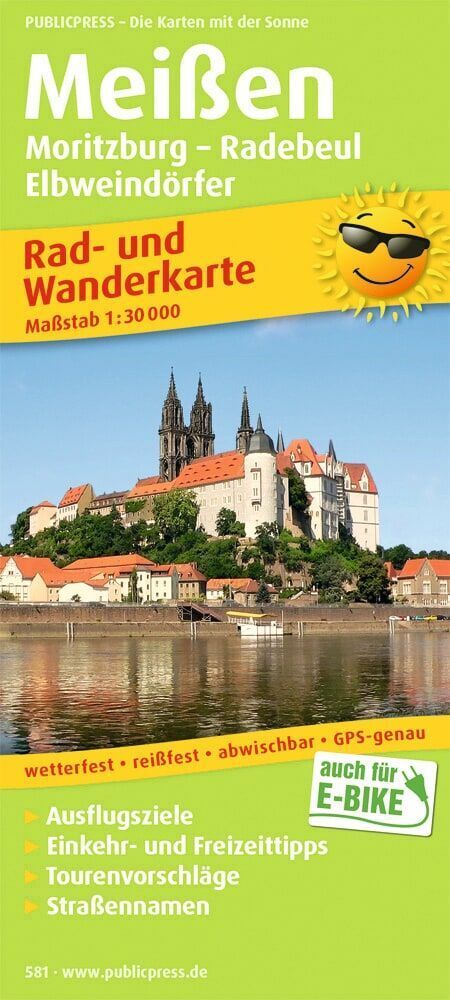Publicpress Rad- und Wanderkarte Meißen, Moritzburg, Radebeul, Elbweindörfer 1:30.000