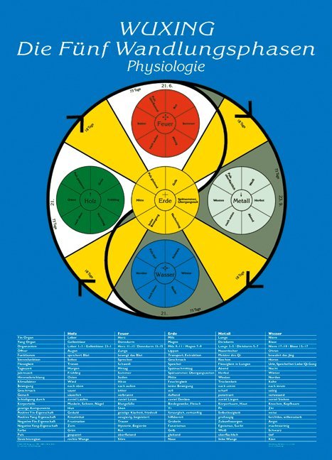 Wuxing Die fünf Wandlungsphasen - Physiologie, Tafel