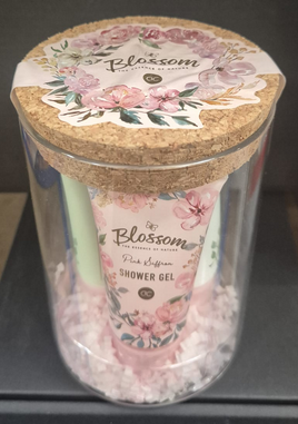 Badeset BLOSSOM in Glas mit Korkdeckel