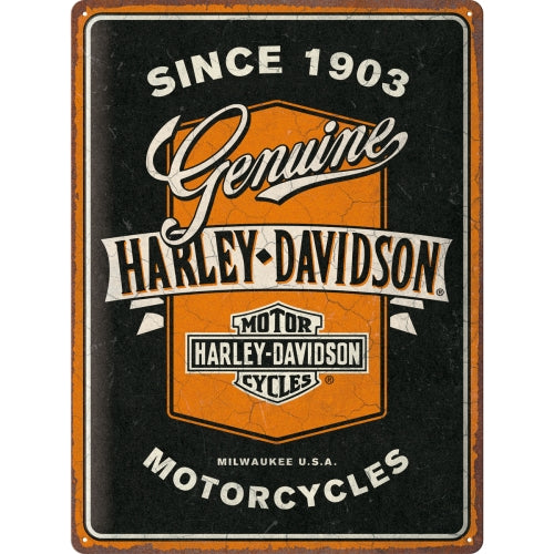 Blechschild "Harley-Davidson Genuine Motorcycles" (30 x 40 cm)