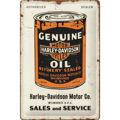 Blechschild "Harley-Davidson Genuine Oil Can" (20 x 30 cm)