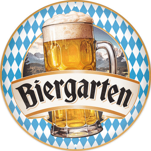 Blechschild "Biergarten", rund (35.0 x 35.5)