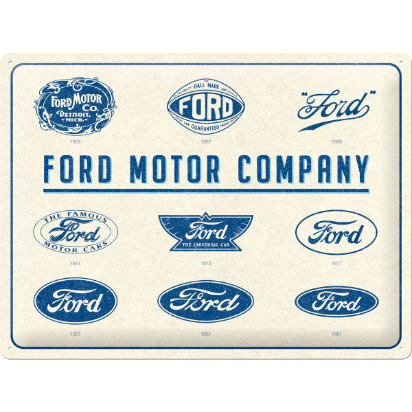 Blechschild Ford - Logo Evolution (40 x 30 cm)