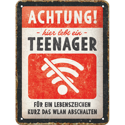 Blechschild "Teenager WLAN" (15 x 20 cm)