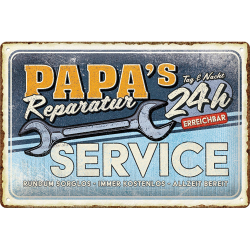 Blechschild "Papa's Service" (30 x 20 cm)