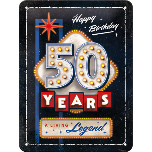 Blechschild "50 Years Birthday" (15 x 20 cm)