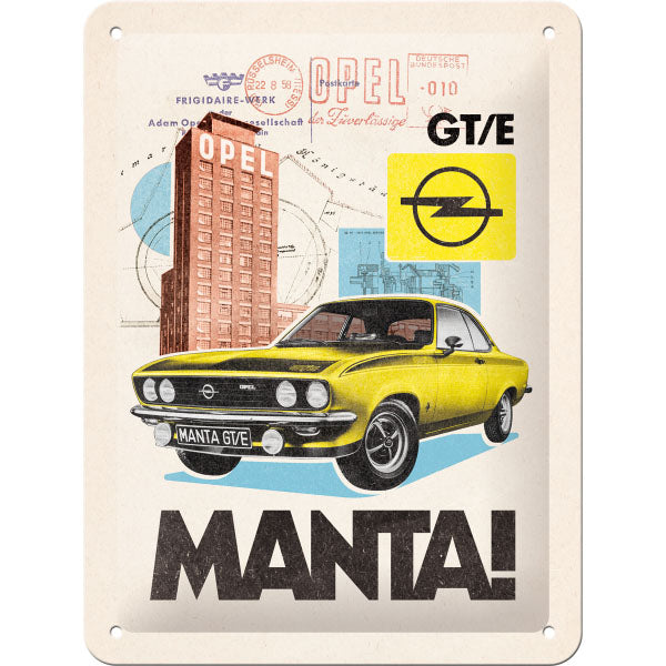 Blechschild "Opel Manta GT/E" (20 x 15 cm)