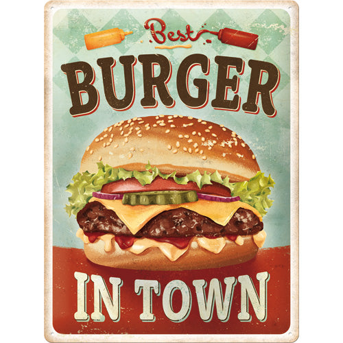 Blechschild "Best Burger in Town" (30 x 40 cm)