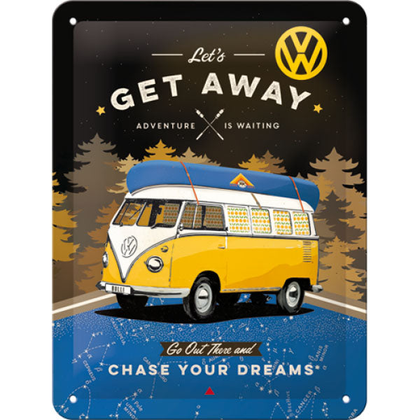 Blechschild 15x20. VW Bulli - Let's Get