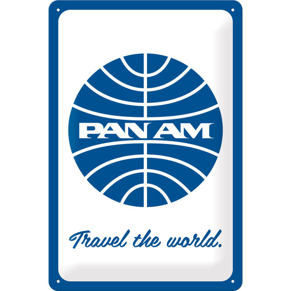 Blechschild "Pan Am - Travel the World" (30 x 20 cm)