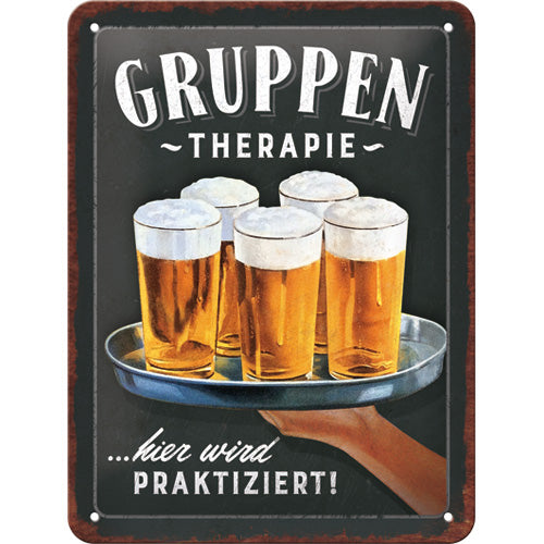 Blechschild "Gruppentherapie" (15 x 20 cm)