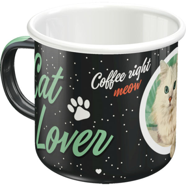 Nostalgic-Art Merchandising Tasse Cat Lover Black Enamel Mug, 8x8, 360ml (360 ml, 1 x)