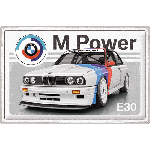 Blechschild "BMW Motorsport - M Power E30" (60 x 40 cm)