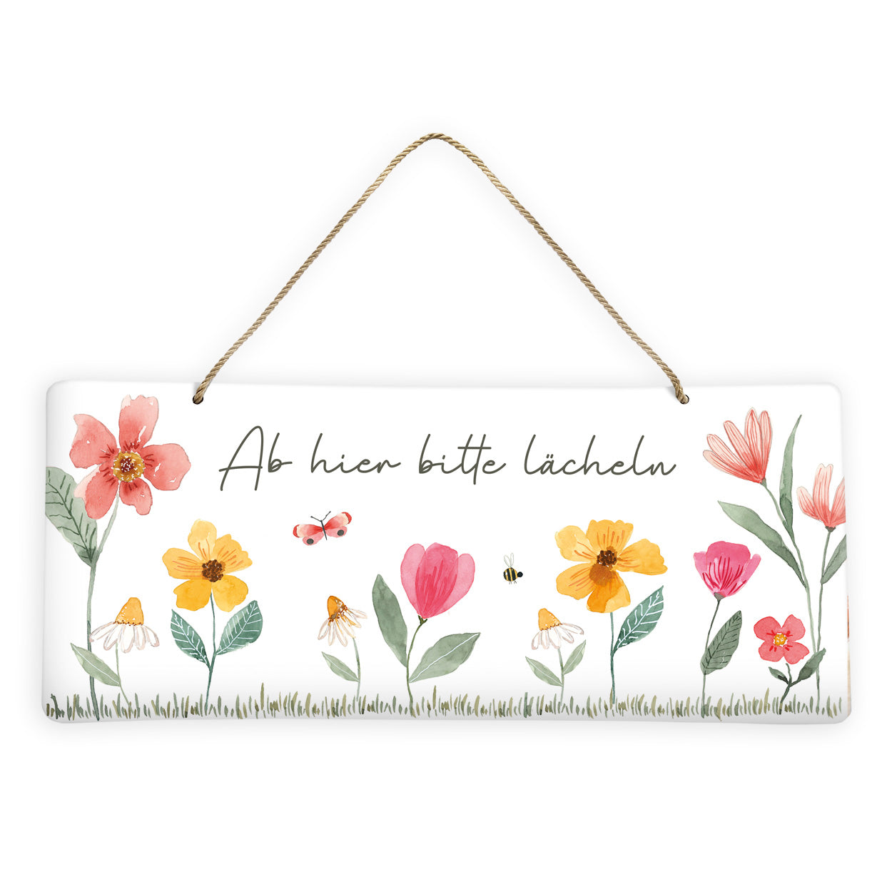 Schild "Ab hier bitte lächeln" (35 x 15 cm)