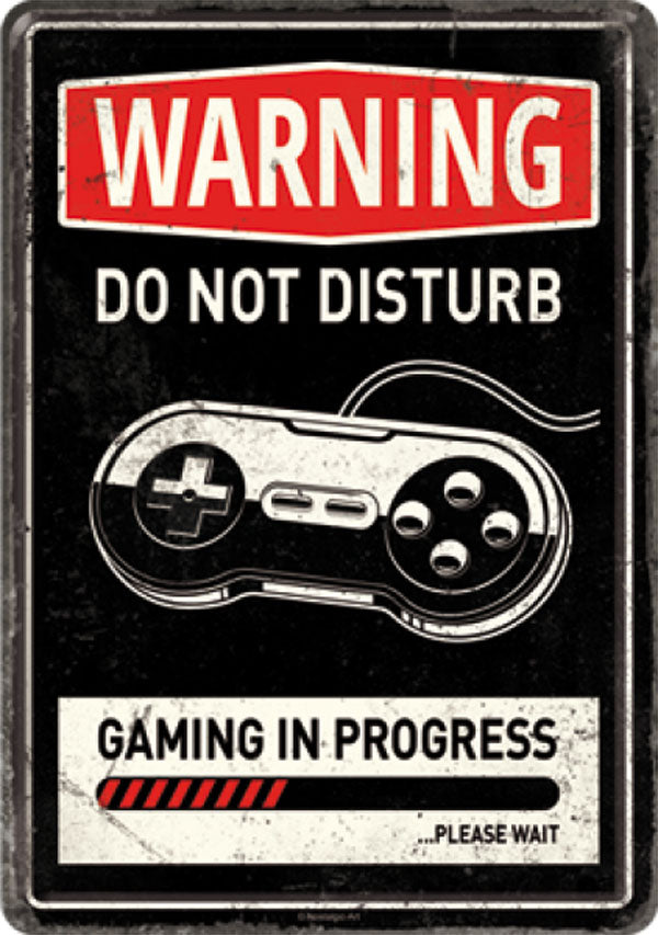 Blechpostkarte "Gaming in Progress" (14 x 10 cm)