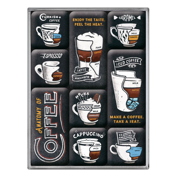 Magnetset " Coffee & Chocolate" (9 Stk. verschiedene Muster)