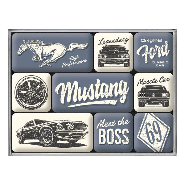 Magnetset "Ford Mustang - The Boss" (9 Stk. verschiedene Muster)