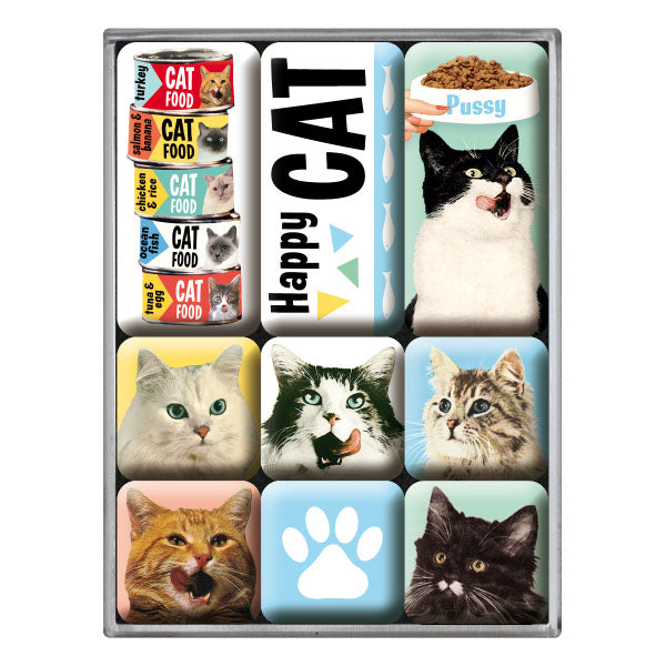Magnetset "Happy Cats" (9 Stk. verschiedene Muster)