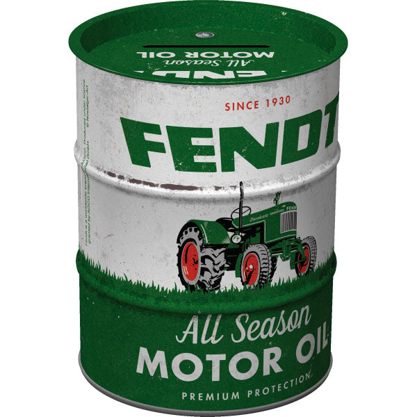 Spardose Ölfass "Fendt" (9 x 12 x 9.3 cm)