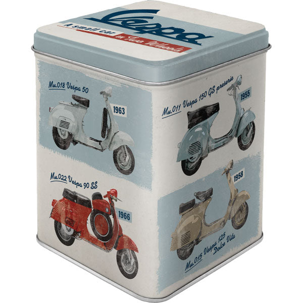Teedose "Vespa - Model Chart" (8 x 10 x 7.5 cm)