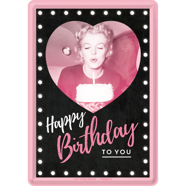 Blechpostkarte "Marilyn Happy Birthday" (14 x 10 cm)
