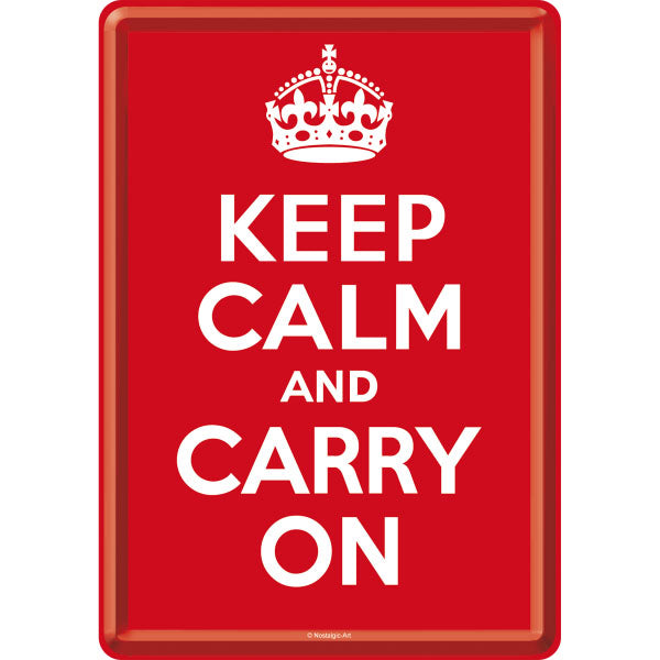 Blechpostkarte "Keep Calm and Carry On" (14 x 10 cm)