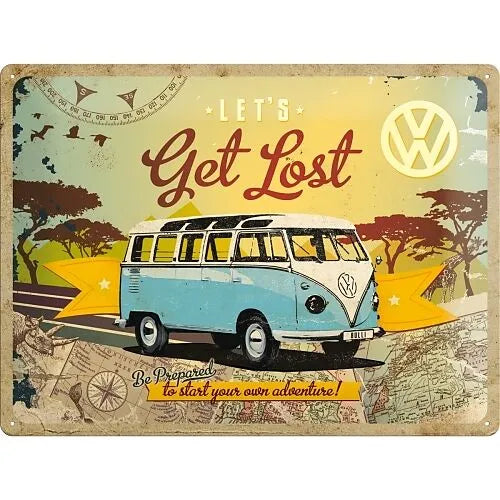 Blechschild "Volkswagen VW Bulli Let's Get Lost" (40 x 30 cm)