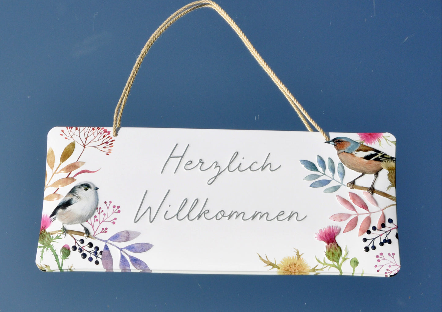 Dekoschild "Herzlich Willkommen" (35 x 15 cm)
