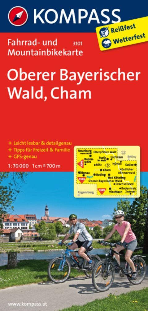 KOMPASS Fahrradkarte 3101 Oberer Bayerischer Wald - Cham 1:70.000