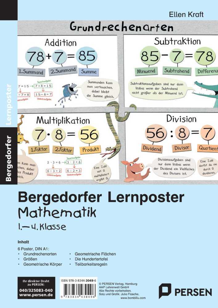 Lernposter Mathematik 1.-4.Klasse (Ellen Kraft)