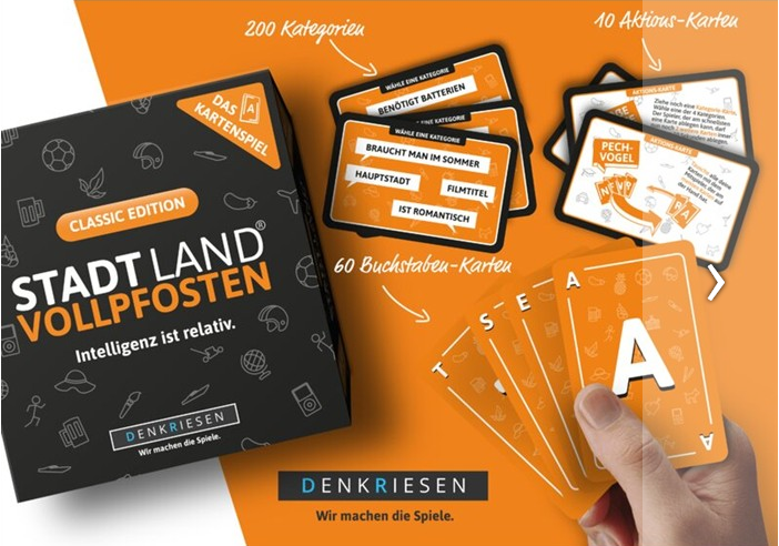 Denkriesen - Stadt Land Vollpfosten: Das Kartenspiel - Classic Edition