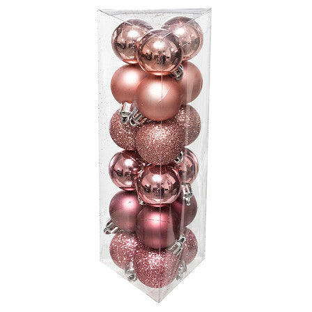 Weihnachtskugeln "Rosenglanz" (18er-Set, Ø 3 cm)