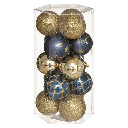 Weihnachtskugeln "Goldene Nacht" (15er-Set, blau-gold, Ø 5 cm)