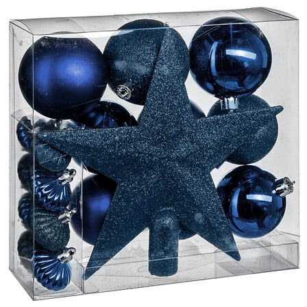 Weihnachtskugel-Set "Winterglanz" (18-teilig, blau)