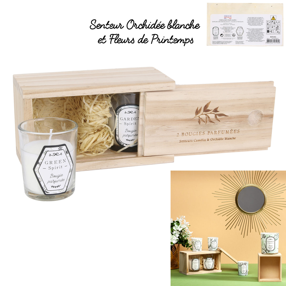 Duftkerzen-Geschenkset "Spirit" im Holzkästchen