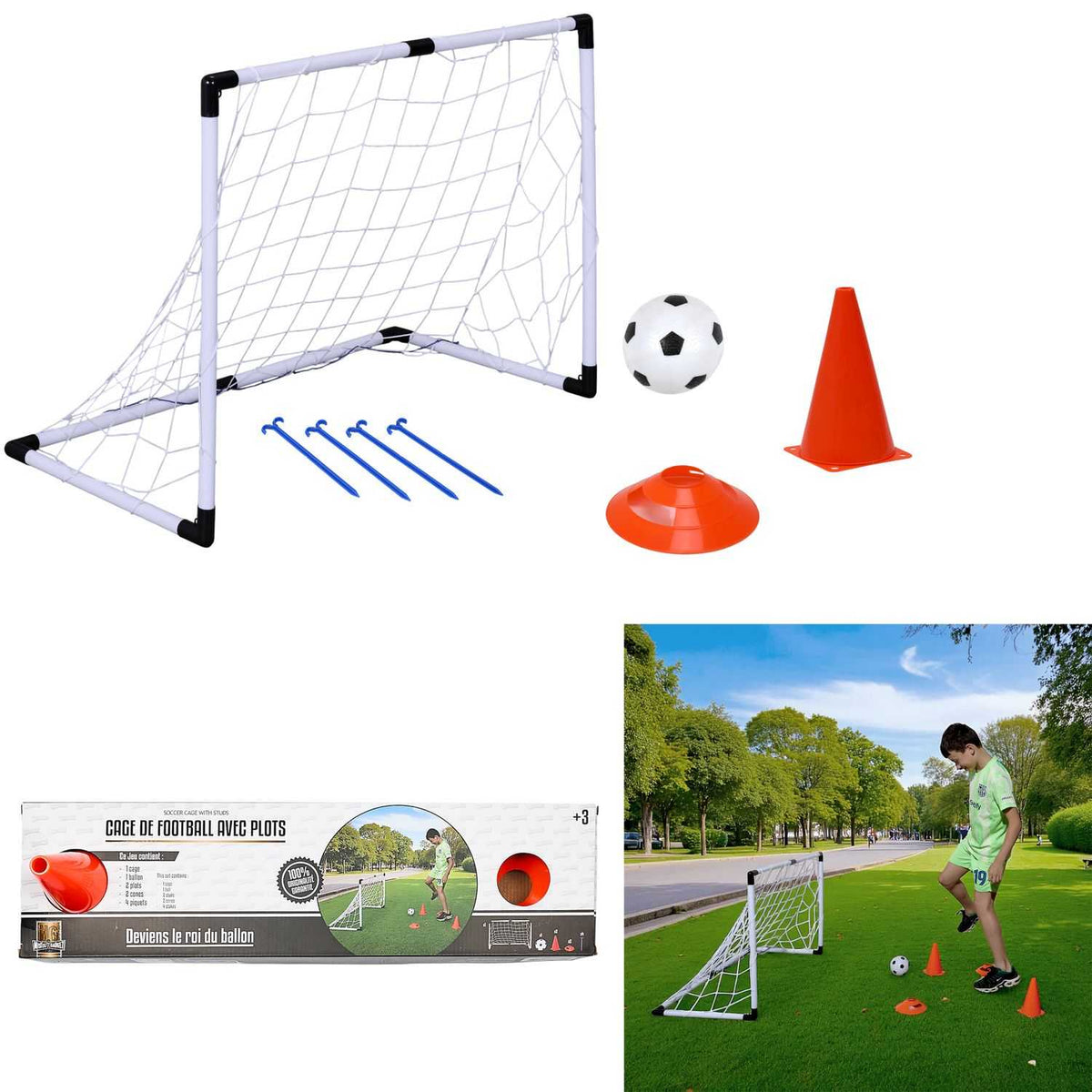 Fussballtor-Set "Traumtor" mit Ball und 4 Trainingshütchen