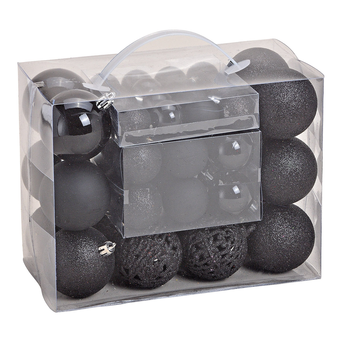 Weihnachtskugeln "Festglanz" 50er-Set (schwarz, Ø 3 / 4 / 6 cm)