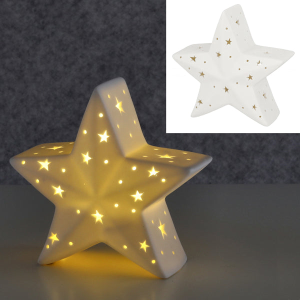 LED-Dekostern "Sternenschein" aus Porzellan