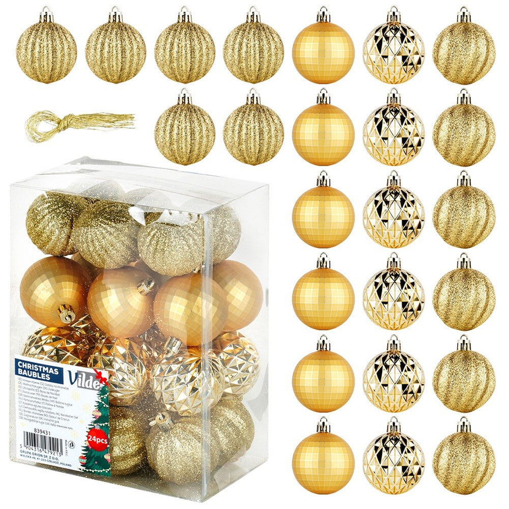 Christbaumkugeln "Goldglanz" (bruchsicher, 24er-Set, Ø 5 cm)