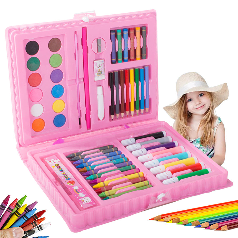 Mal- und Zeichenset "Happy Paint" im rosa Koffer, 68-teilig