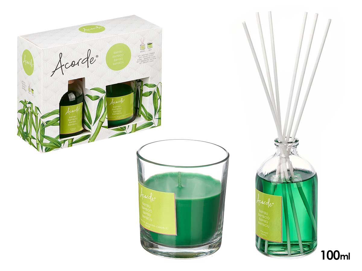 Raumduft- und Kerzen-Set "Bambus", 100 ml