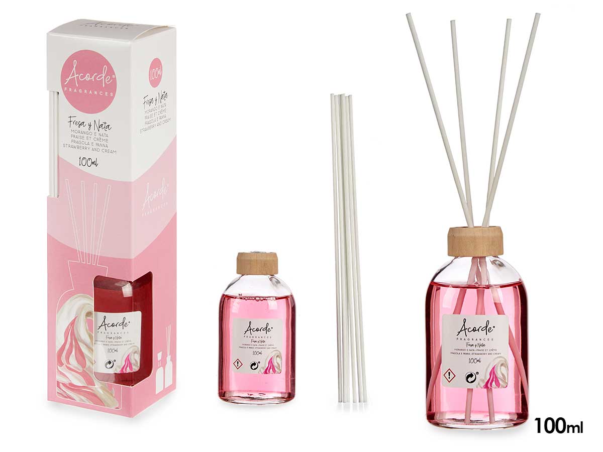 Raumduft "Erbeer-Sahne" mit Duftstäbchen, 100 ml