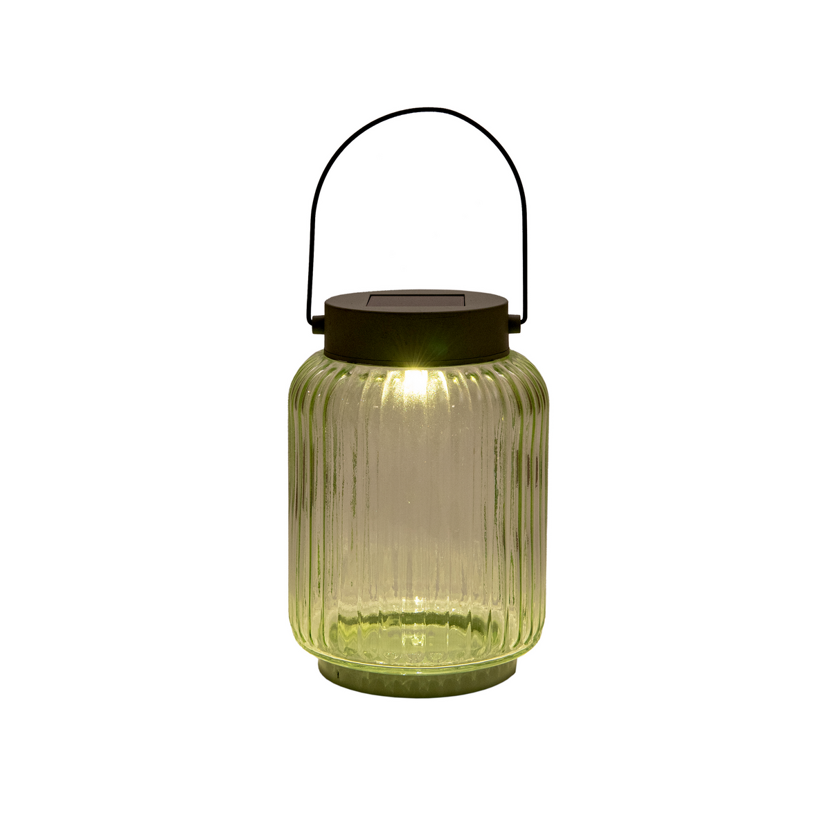 Solar-Laterne "Leni" aus Glas, olivgrün