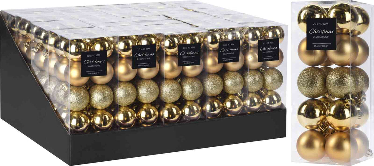 Weihnachtsbaumkugeln "Goldglanz" (20 Stück, Ø 4 cm)