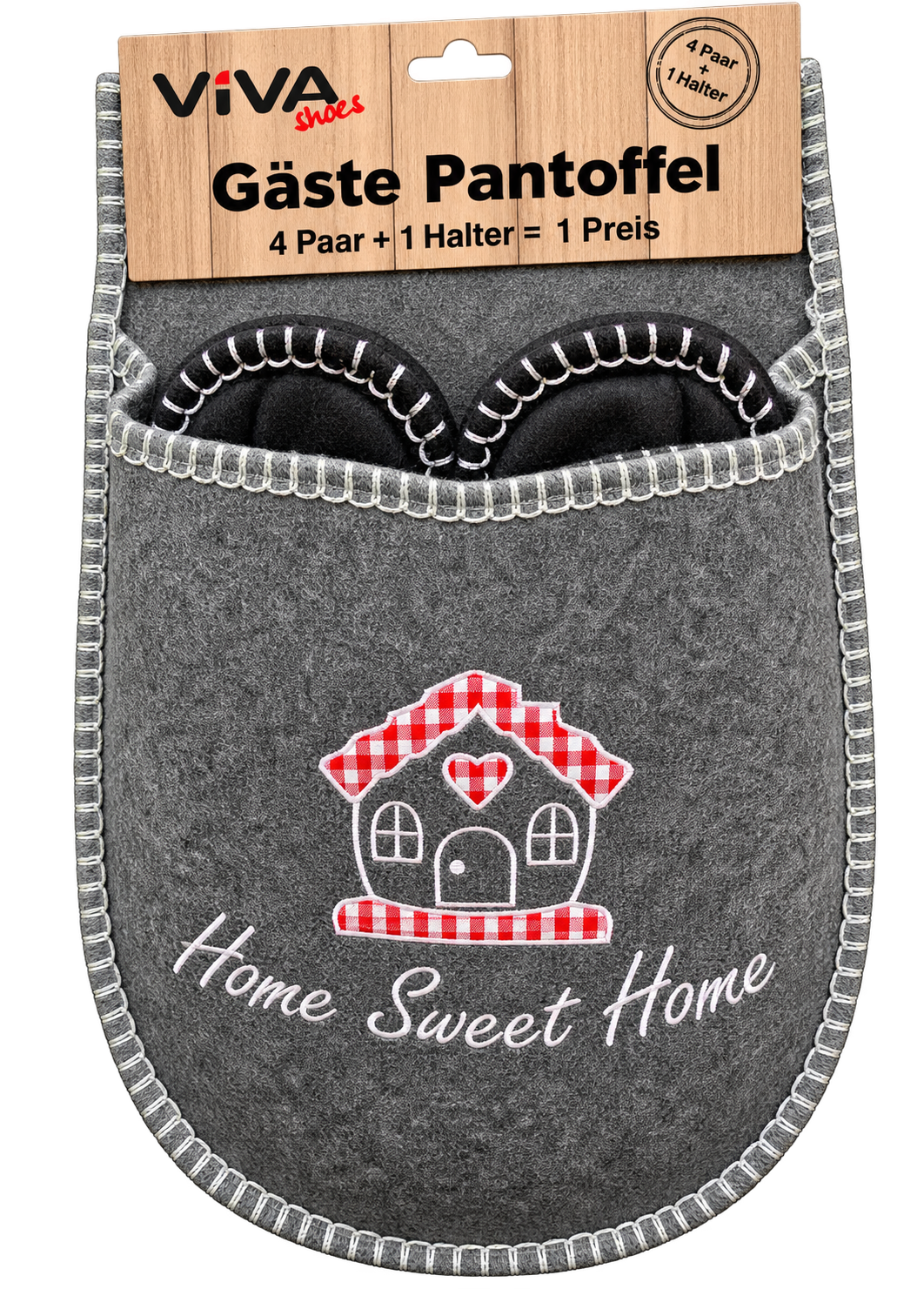 4 Paar Gästepantoffel "Home Sweet Home"