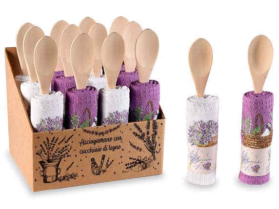 Geschenkset "Provence" - Geschirrtuch mit Holzlöffel